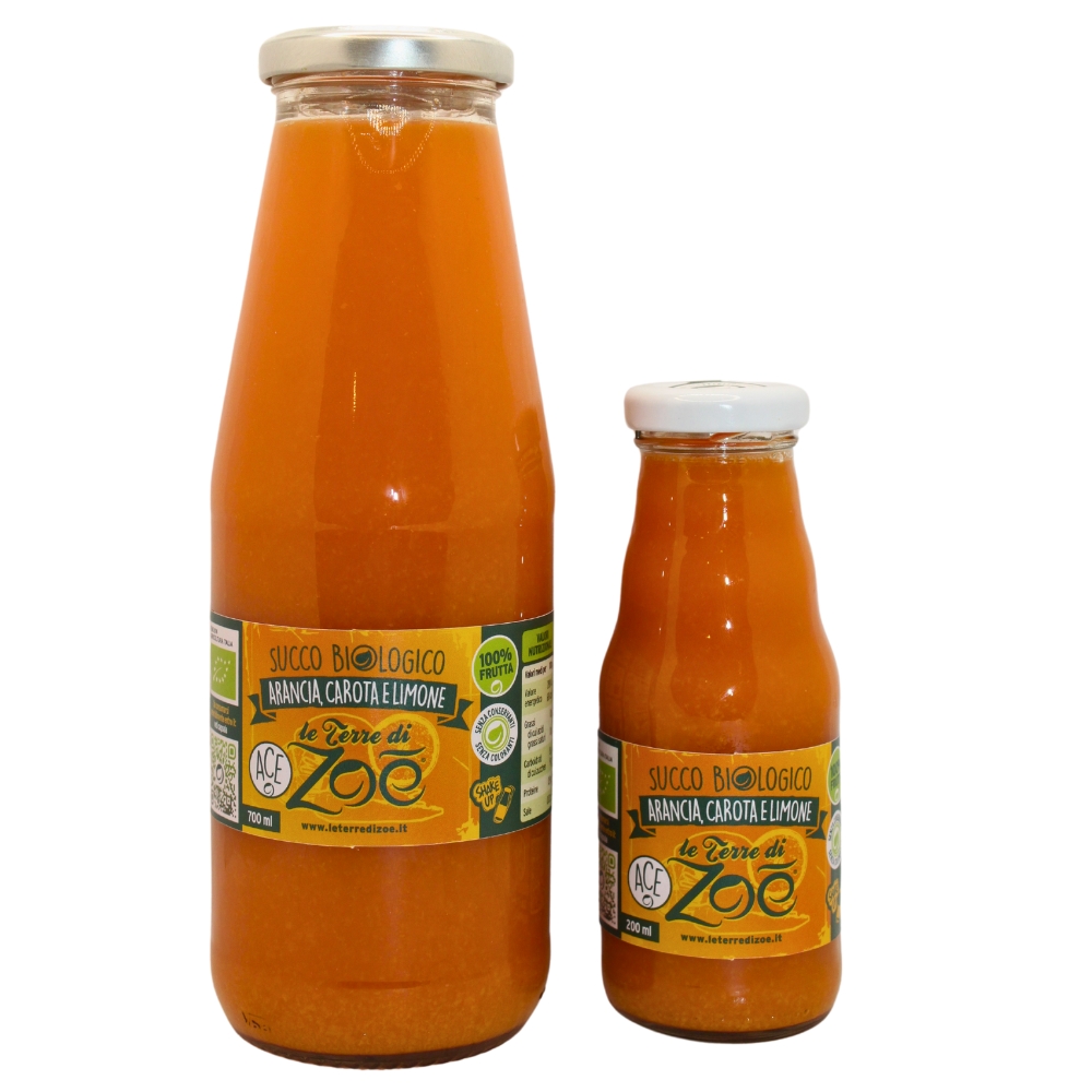 Ace Biologico - Succo Arancia, Carota e Limone 700ml Le terre di zoè 1