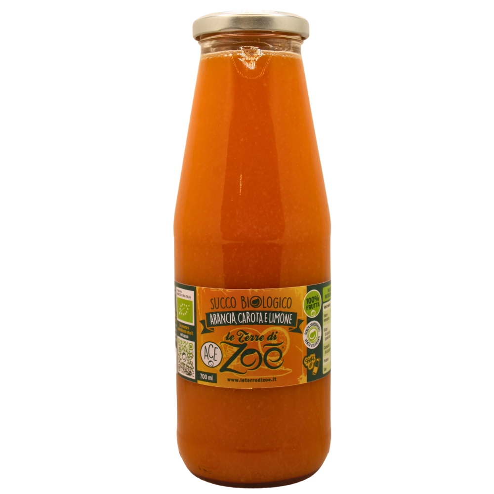 Ace Biologico - Succo Arancia, Carota e Limone 700ml Le terre di zoè