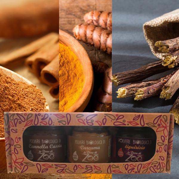 Tris Spices Cannelle Cassia, Curcuma, Réglisse avec coffret cadeau